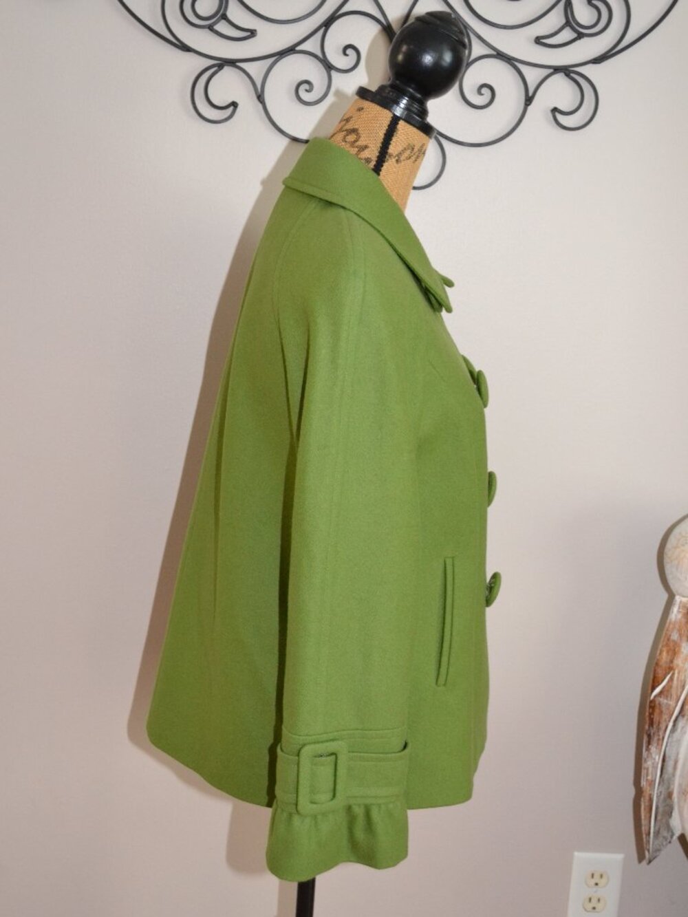 Antonio Melani Chartruese Green Wool blend Cuff detail Double breasted jacket, - Picture 3 of 11